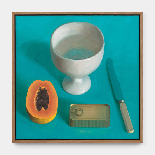 Papaya, Bowl, Sardines and Knife